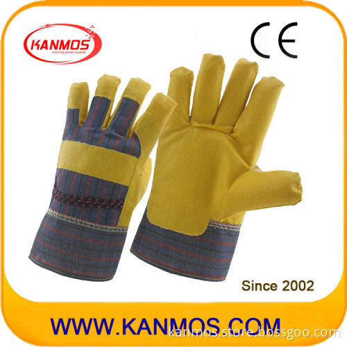 Artificial Leather Stripe Back Pasted Cuf Vinyl Work Gloves (41014)